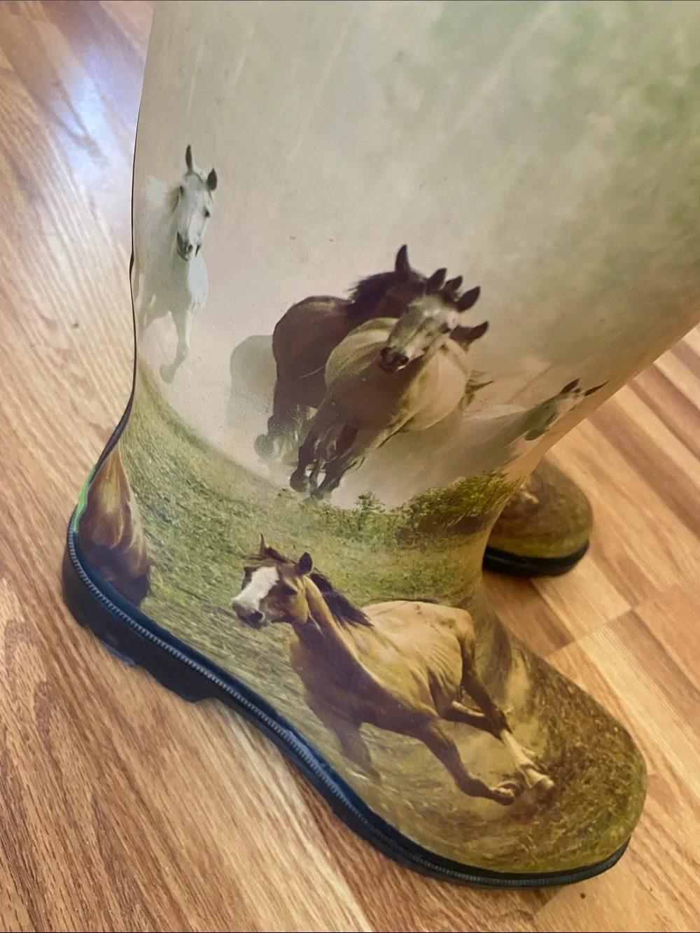 Itasca Misty Pony Horse Print Rubber Boots Rain Snow Style 689700TS, Size 6